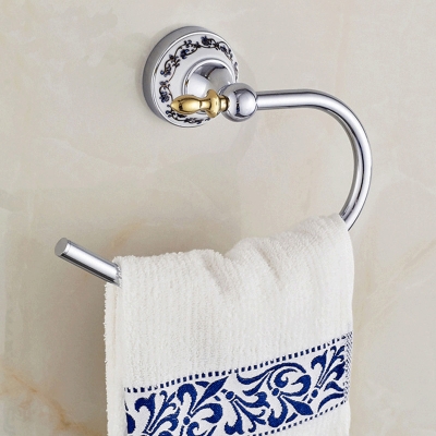 blue & white porcelain towel ring/towel holder,ceramic construction,bath hardware,bathroom accessories ceramic base st-3695