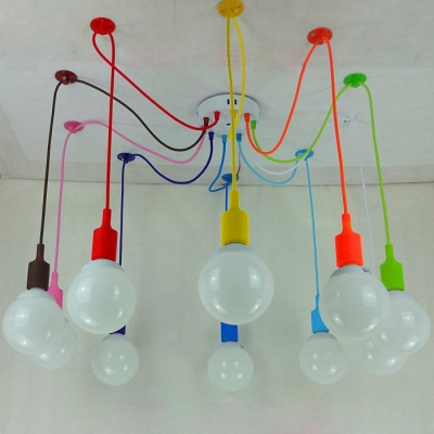 e27 spider-colored pendant light children's room bedroom decorated restaurant cafe clothing store lamps