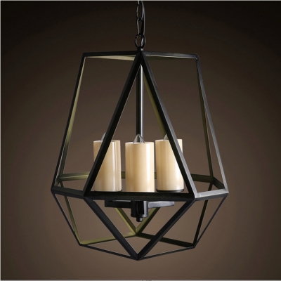 european vintage industrial 3 head candle iron birdcage chain pendant light for coffee house