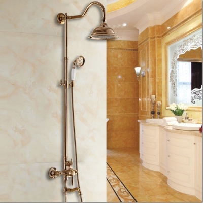! luxury rose golden bathroom shower faucet single handle tub mixer w/ hand shower yls5859-c