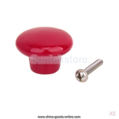 new 2015 brand new 5 x red round ceramic kitchen cabinet cupboard handles pull knobs