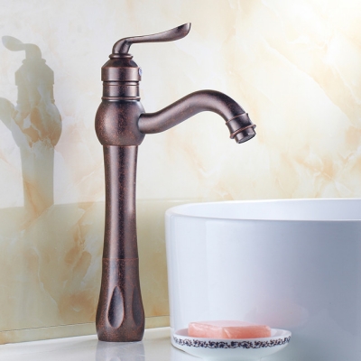 red bronze fashion antique brass deck mounted bathroom wash basin faucet single handle mixer tap h1601a