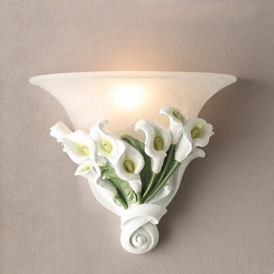 resin flowers modern led wall light calla bedside lamp fixtures for indoor lighting fashion wall sconces lampara pared