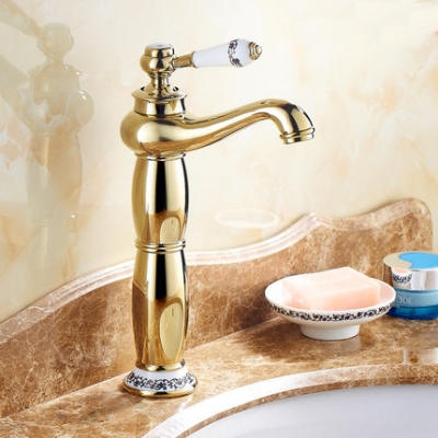 selling bathroom faucet mixers golden finish brass basin sink faucet single handle bath mixer taps 2020k