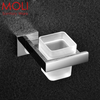 stainless steel bathroom tooth brush holder single tumble holder with glass square bathroom accessories