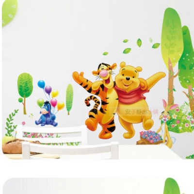 the second only 2 usd ! removable cartoon wall sticker wall paper pvc waterproof tiger and bear children bedroom wall paper
