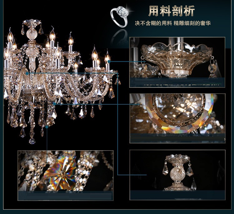 18 arm fashion large crystal chandelier lamp modern brief crystal chandelier lighting candle lighting lamps