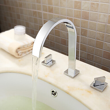 bathroom faucet 3 holes double handle chrome basin sink water taps solid brass in the bathroom products