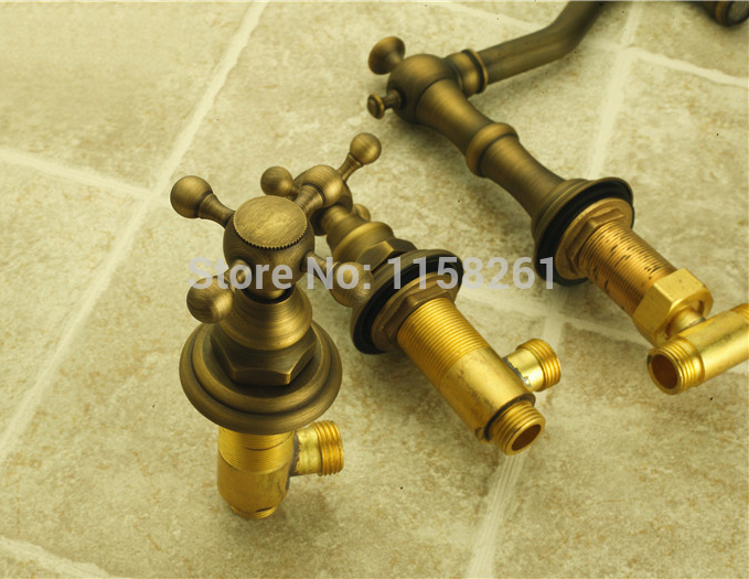 low-cost 3 in 1 combo sets bathroom basin antique faucet bronze brushed and brass body mixer tap zly-6728