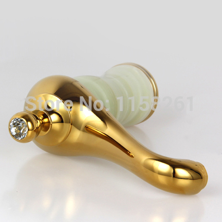 new luxury stone basin mixer faucet/ copper gold dual handle bathroom sink taps/bathtub shower set e-71