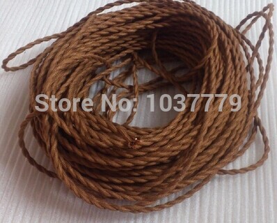50 meters long coffee color 2*0.75 twisted fabric coated copper wire
