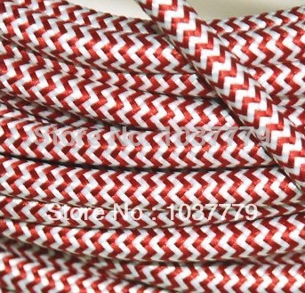 50meter red and white color round 2-core fabric coated wire 2x0.75 silicon wire