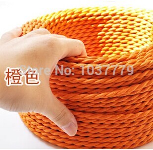 orange color vintage pendant lamp braided cable fabric textile wire cord 50meters