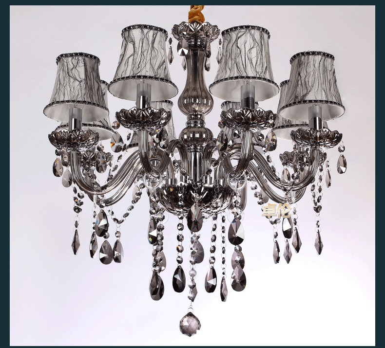 chandelier 8 lights luxury crystal lighting fashion chandeliers crystal modern smoky grey chandeliers lighting with shade