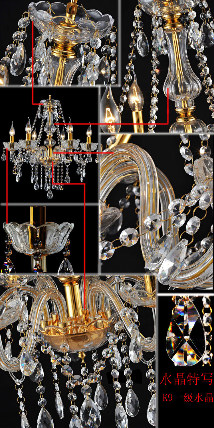 luxury chandelie crystal modern european fashion k9 top crystal chandelier lamp gold living room lights bedroom crystal lighting