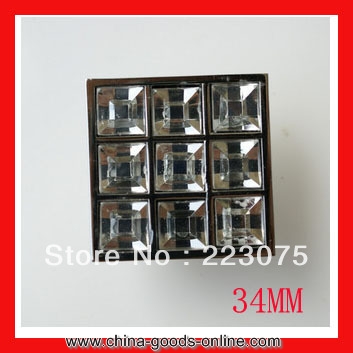 34mm cabinet knob and handles crystal pull drawer and handles, door knob, crystal / furniture pull 10pcs/lot