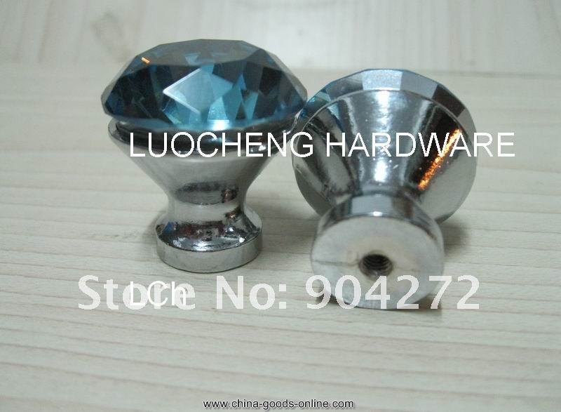 50pcs/ lot 30 mm water blue crystal cabinet knobs on chrome zinc base - Click Image to Close