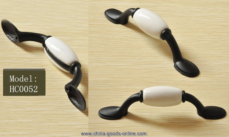 76mm cabinet handles cabinet cupboard closet dresser drawer handles pulls ceramic black and white pull hc0052 - Click Image to Close