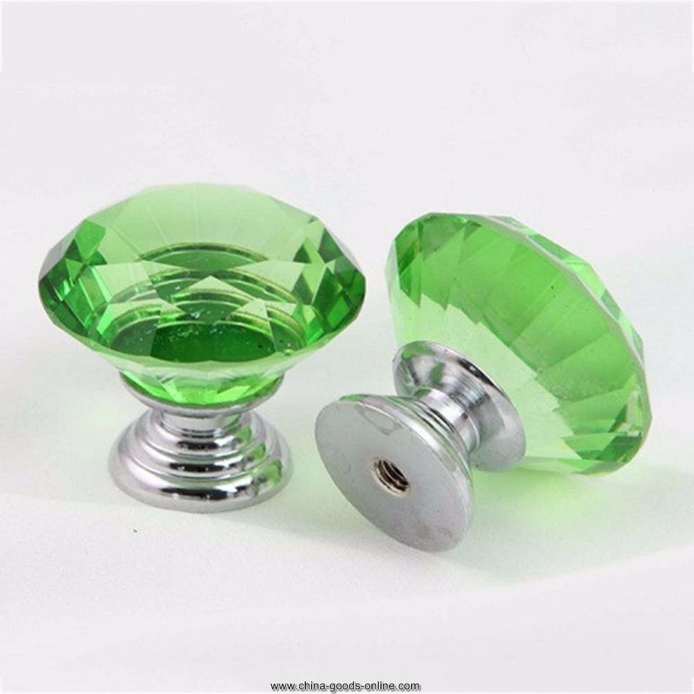 2015 10 pcs/lot diamond shape crystal glass handles door cabinets cupboard drawers 30mm alloy knobs - Click Image to Close