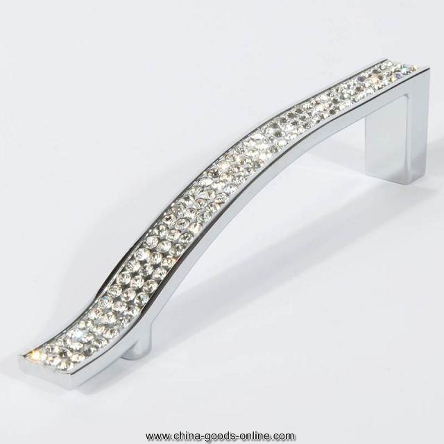 10 pcs modern crystal with zinc furniture handles 96mm polished chrome hbc127 - Click Image to Close