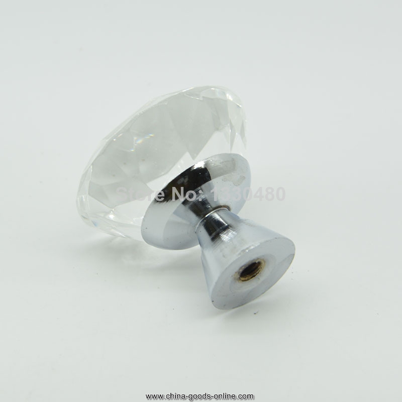 2014 drawer handle drawer knobs white diamond shaped clear glass crystal cabinet knob 28g high brow design 10pcs diameter 30mm - Click Image to Close