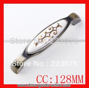 cc:128mm zinc alloy ceramic knob cabinet drawer pull knob dresser knob pull/ kitchen with screw 10pcs/lot