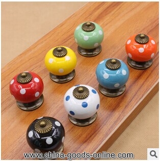 new 2014 round 7 colors ceramic knobs drawer kitchen door handles