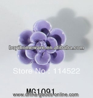 new design handmade blue flower ceramic knobs handles cabinet pull kitchen cupboard knob kids drawer knobs mg1091