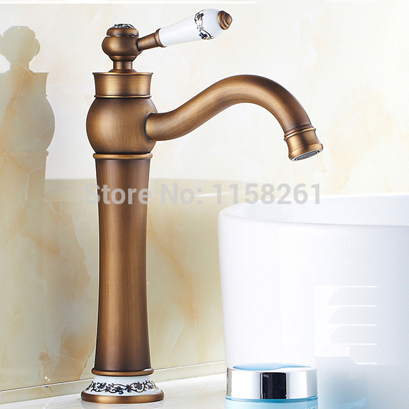bathroom faucet antique bronze finish brass basin sink faucet with ceramic single handle water taps rg-07f