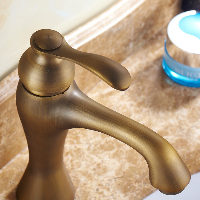 classic antique brass bathroom basin sink deck mounted faucet vanity vessel single handle mixer tap faucet 103c