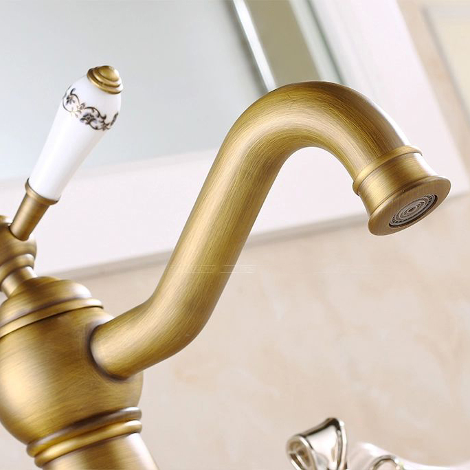 nice new fashion solid brass with ceramic handle antique bronze finish bathroom faucet single hole mixer tap m-14f