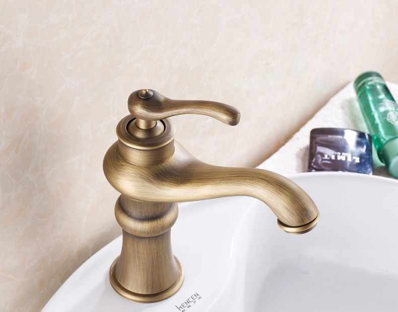 whole and retail antique bronze bathroom faucet single handle vessel sink mixer tall and cold tap hj-6601f