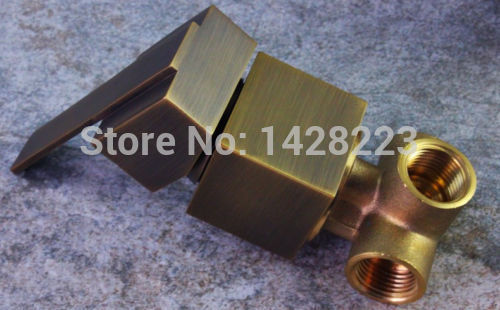 antique brass concealed install rainfall shower faucet 8-inch brass shower head + mixer valve + brass shower arm
