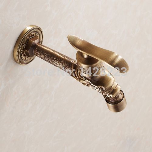 antique brass dragon carved extended mop pool taps wall mount single lever cold water sink faucet