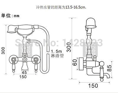 antique brass dual handles handheld shower set faucet wall mount bathroom shower mixer tap - Click Image to Close