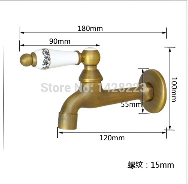 antique brass wall mounted ceramic printing style washing machine faucet creative balcony mop pool taps