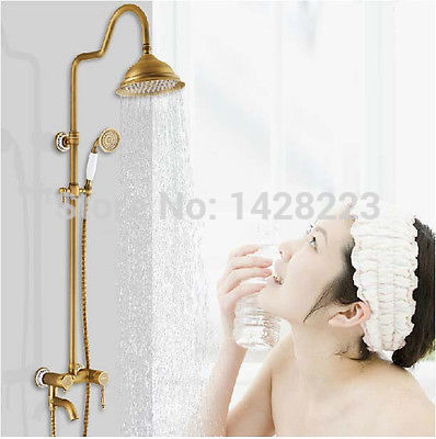 high-grade wall mounted luxury rainfall shower set faucet with hand shower 8" rain brass shower head
