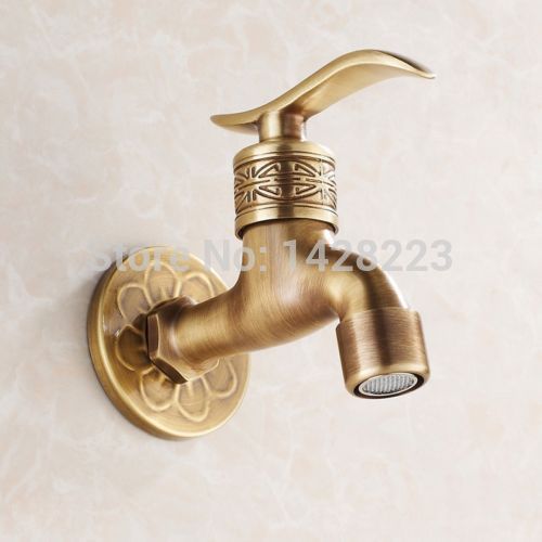 whole and retail wall mount mop pool faucet cold water balcony quick open taps antique brass