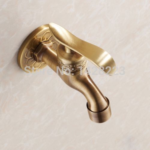 whole and retail wall mount mop pool faucet cold water balcony quick open taps antique brass