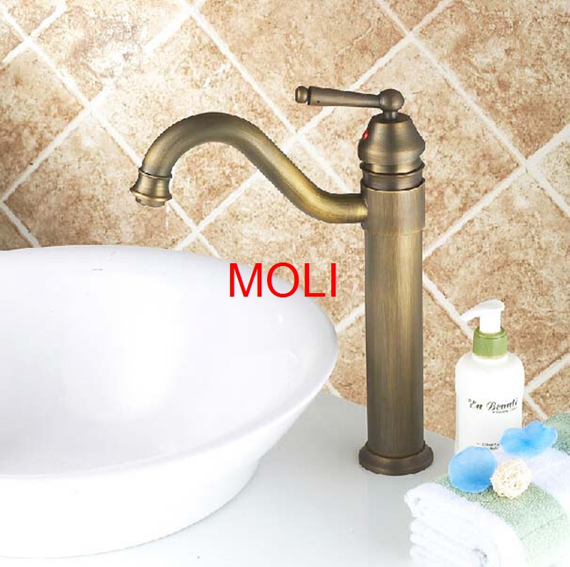 vintage style antique faucet black and army green tall bathroom faucets brass finish washbasin taps