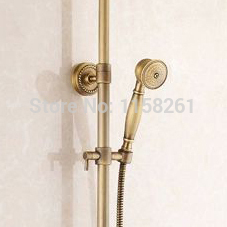 new arrival antique brass finish bathroom rainfall with spray shower durable brass construction faucet set home decoration 9139