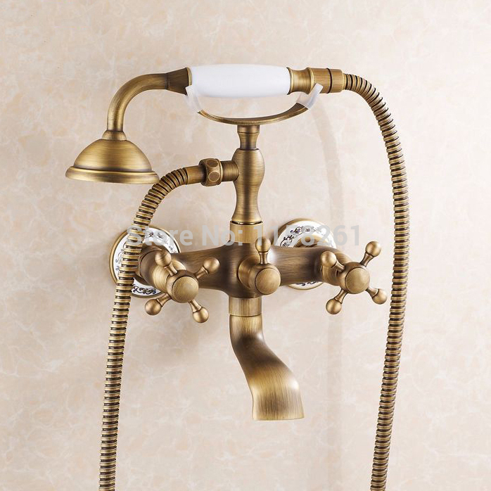 new arrival rain shower faucets with ceramic mixer tap antique brass bath shower faucet set bathtub faucet 6761af