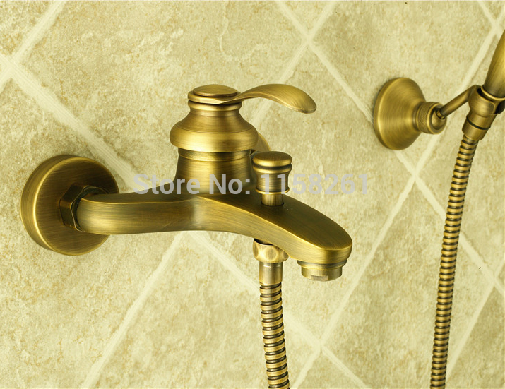 new bathroom shower faucet set wall mounted antique brass bath faucet single handle bath shower tap zly-6756