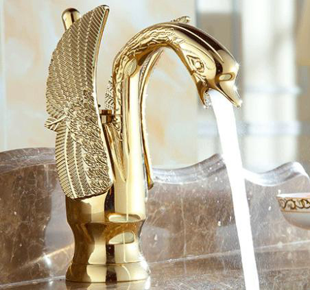 bathroom golden goose faucet