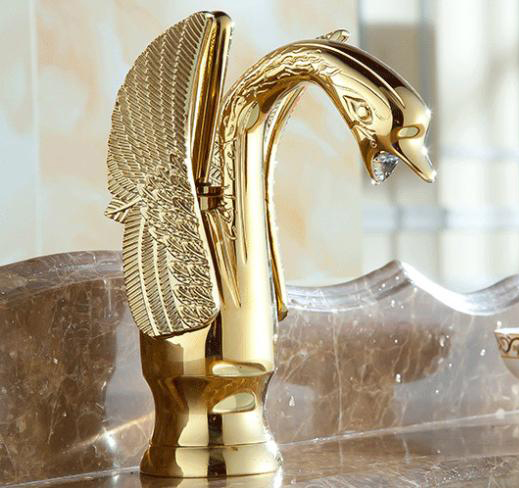 bathroom golden goose faucet