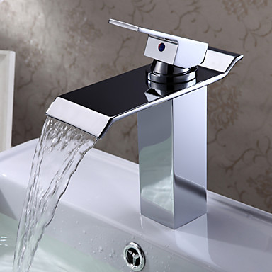 chrome finish single handle waterfall water sink basin faucet tap for bathroom, torneira para de banheiro monocomando
