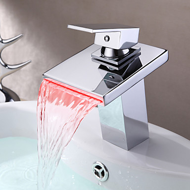 multi-color led waterfall water sink basin faucet tap for bathroom, torneira para de banheiro monocomando