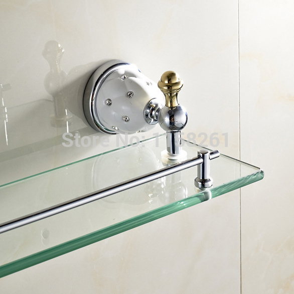 bathroom shelf bathroom accessories solid brass chrome finish with tempered glass,single glass shelf 5113