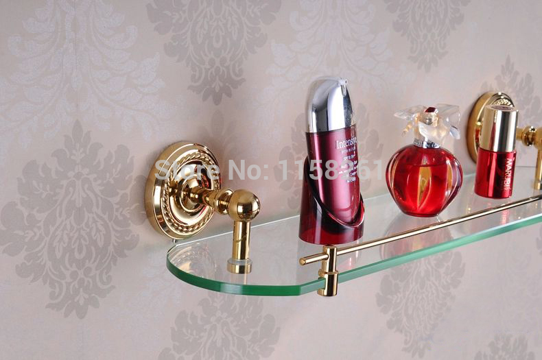 single bathroom shelf/glass shelf,brass made base+glass shelf,bathroom hardware,bathroom accessories hj-1313k