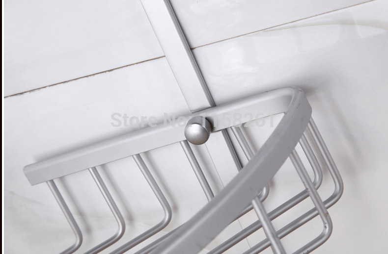 two layer bathroom rack space aluminum towel washing shower basket bar shelf /bathroom accessories 2515